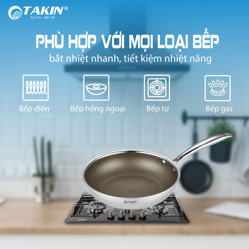 Chảo Chiên Titanium Pro TK-2882 phù hợp với mọi loại bếp