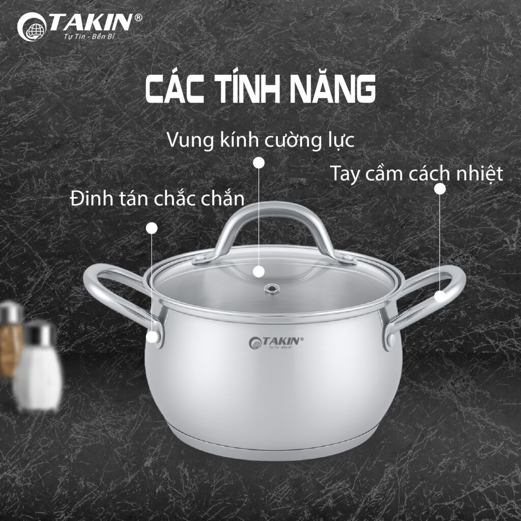 Nồi Inox 5 Đáy Cao Cấp TaKin TK-0318 đa dạng các tính năng